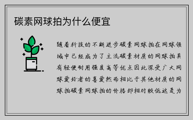 碳素网球拍为什么便宜